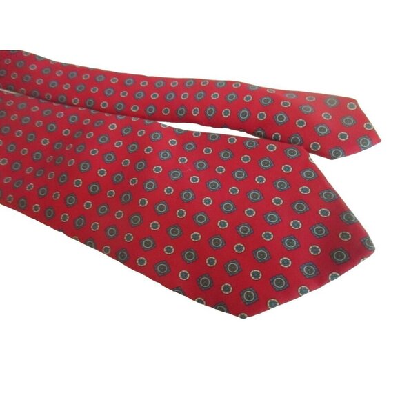 Vintage Mens Silk Neck Tie 3.5” 56" Kuppenheimer Medallion Red - Picture 1 of 5